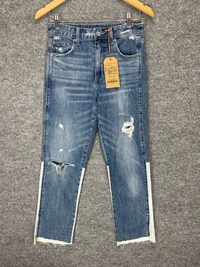 Lucky Brand Jeans Womens 4/27 High Rise Tomboy Boyfriend 2 Tone Denim Distressed